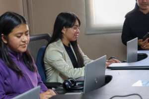 Students work on career prep training online.