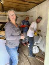 Installing the new toilet and shower