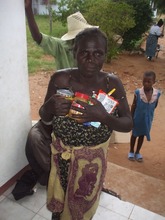 Tendai receiving food from the foundation