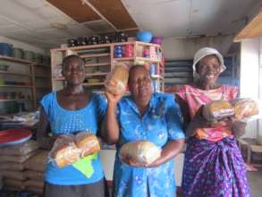Needy families receiving bread for Christmas