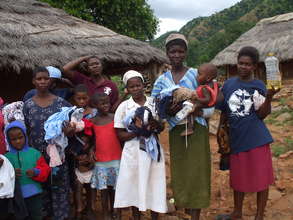 Beneficiaries receiving food and clothing