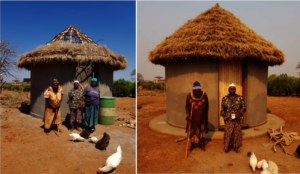 Gutseni And Her Family In Front Of Their New Hut