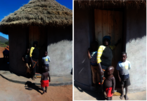 Tendai And Her Grandchildren In Front Of New Hut