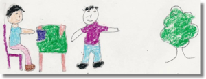 A participant's drawing - homework with a parent