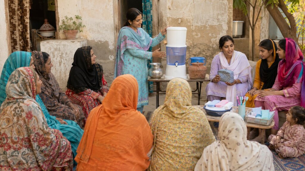 Women's hygiene and safe-water follow-up session