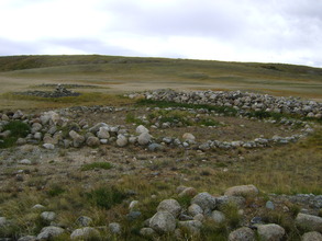 ancient stone constructions on the Ukok Plateau