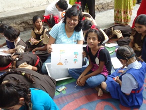 A volunteer with children