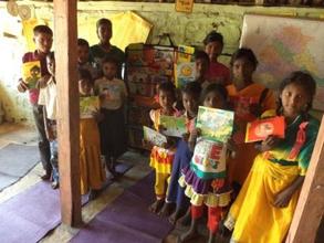 Library in a kit for tribal kids at Kasurdi