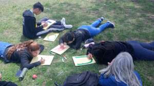 Children learning at Vicky Library