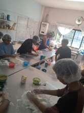 Teenagers at bakery workshop