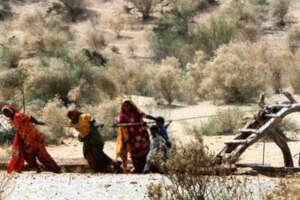 Women Struggle to Pull Water from Deep Wells