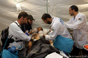 Doctors treat patient on boat hospital to Benghazi