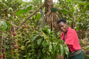 Grace on her farm in Uganda