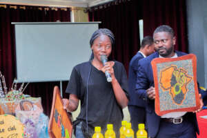 Deborah showing her product during YATOSHA TALENT