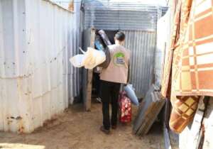 Distribution of blankets and heating supplies