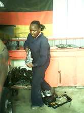 Beth at auto workshop