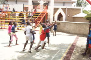 Girls in basketball camp
