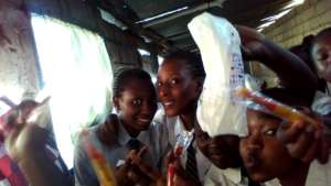 happy to receive tooth brushes and sanitary pads