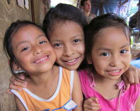 Three young girls in the waiting area in Socorro