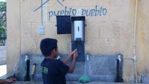 New soap dispensers at Nueva Vida Primary School