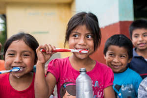 Students brush their teeth!