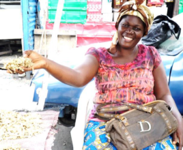 Brigite at her market stall in Kinshasa
