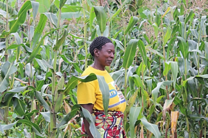 Marie Rose on her farm in Rwanda.