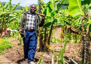 Samuel on his farm in Rwanda