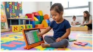 Preschool child using assistive technology