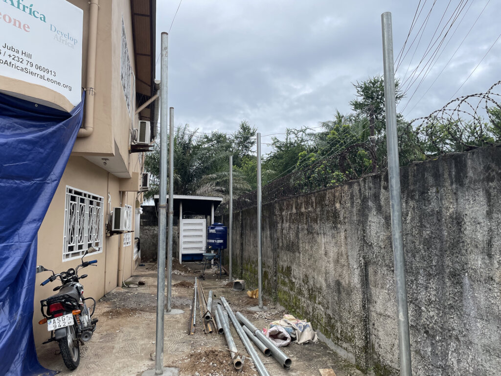 Solar Power Carport poles installed