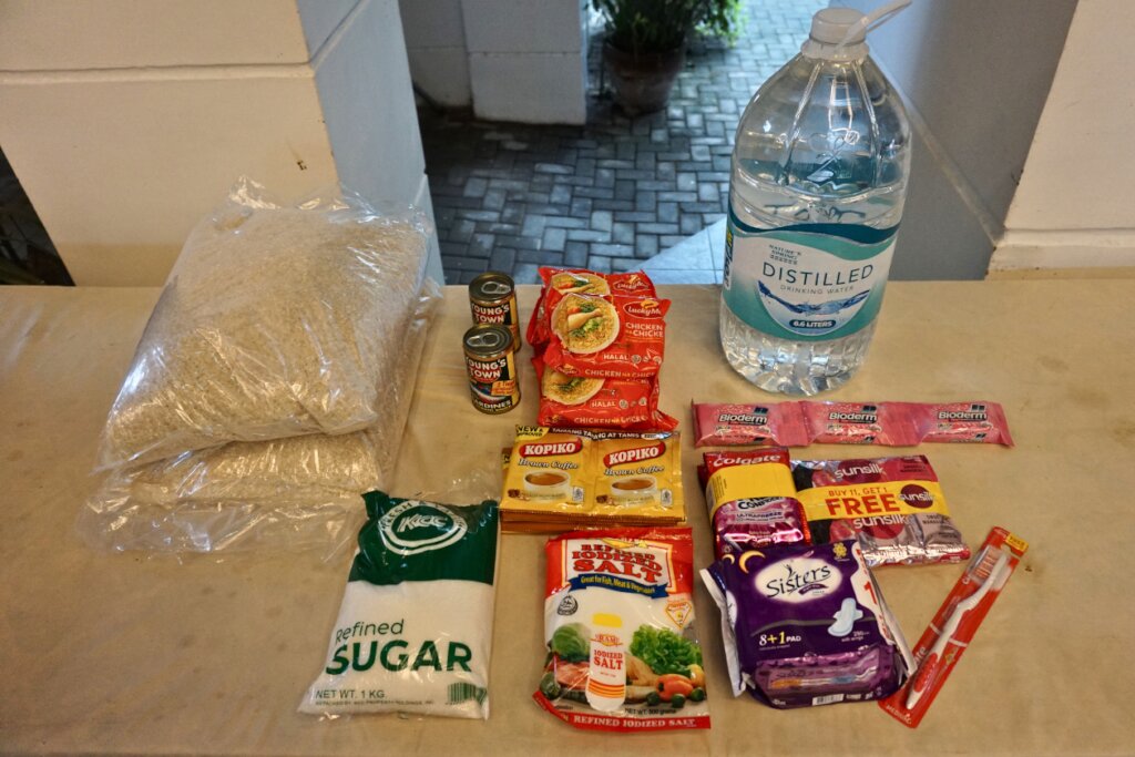 Set of relief supplies distributed