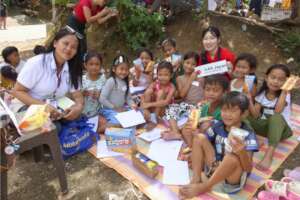 Children participating in the workshop