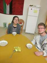 Dan and Elaine sharing a meal