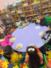 Children enjoying the breakfast