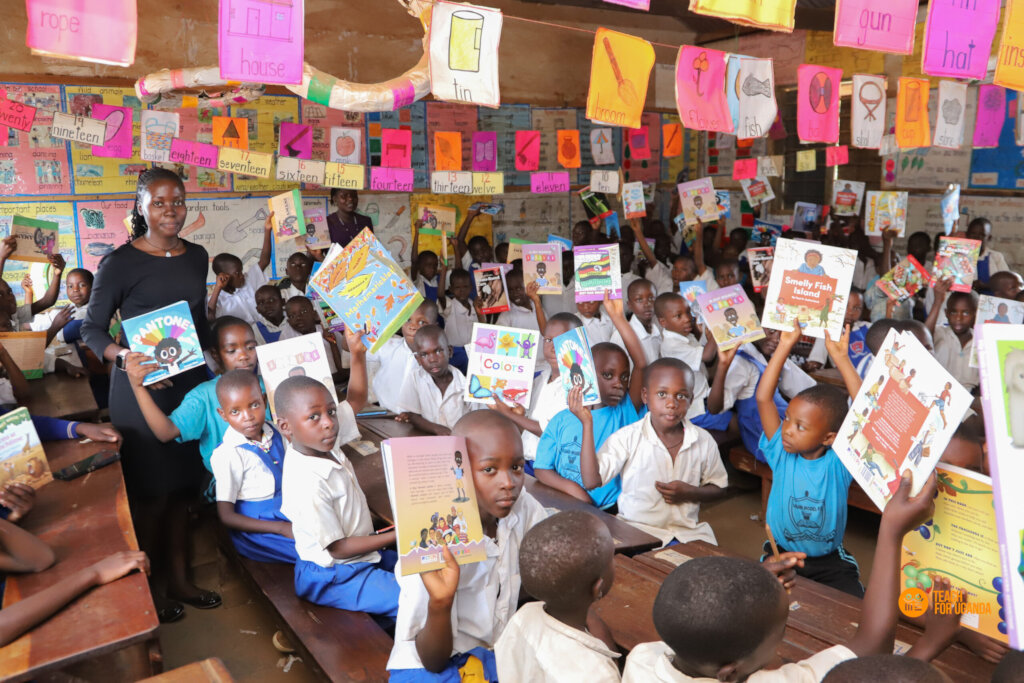 Learners displaying their books