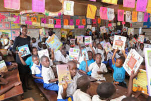Learners displaying their books