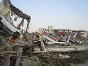 Piled up debris at Rikuzen-Takata.