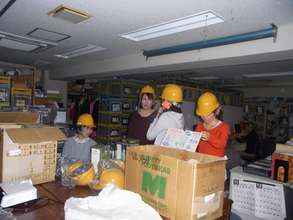 Staff check the emergency supplies