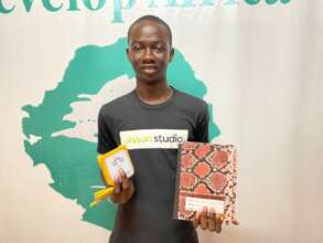 Festus with his school supplies