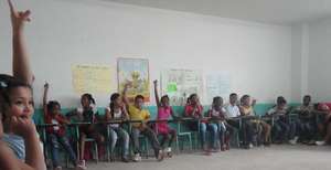 Boys and girls participating in vision workshop