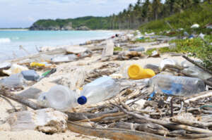 Plastic waste on a Colombian Caribbean beach