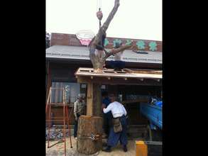 Decorative column made from salvaged wood