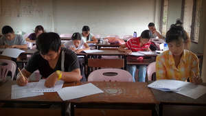 EPOP stundents sit the TOEFL ITP exam