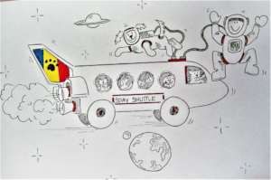 Ellen's artwork of our spay shuttle