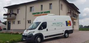 The Spay Shuttle in front of Center of Hope