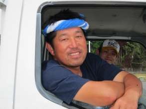 Happy octopus catcher in Minamisanriku