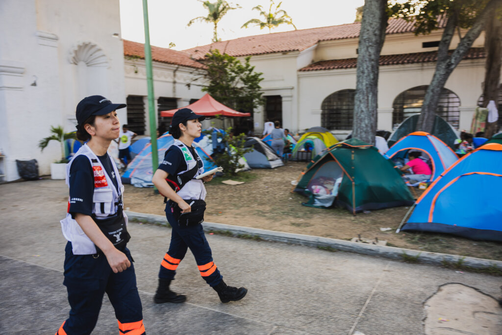 Evacuation tent encampment