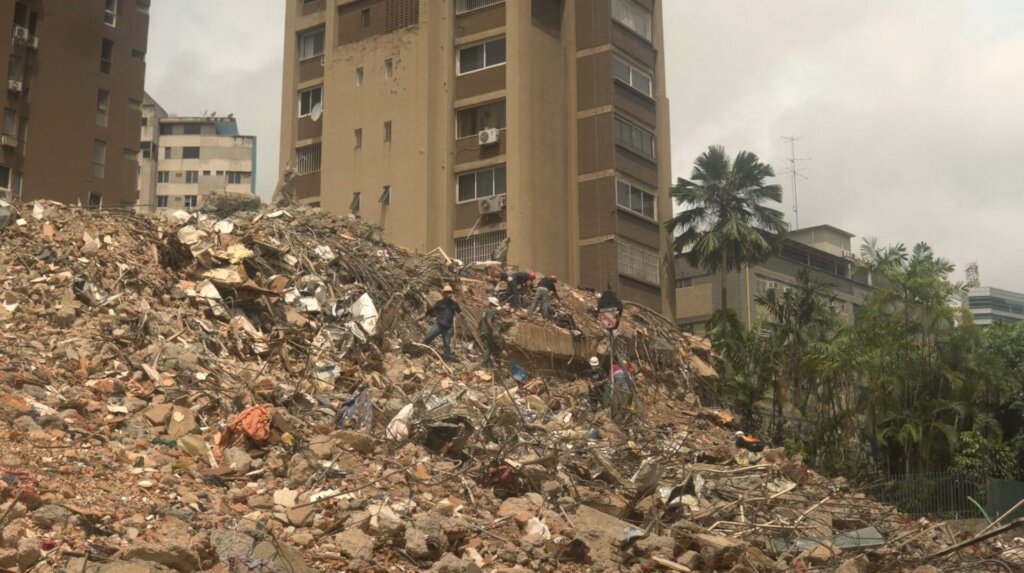 Destroyed buildings in Caracas