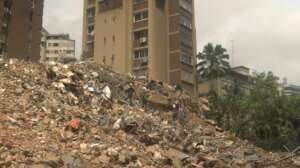 Destroyed buildings in Caracas