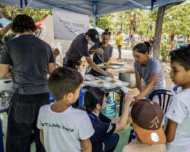 Our team provides hot meals to families